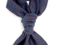 Scarves<Simonnot Godard Silk Wool Ascot Blue