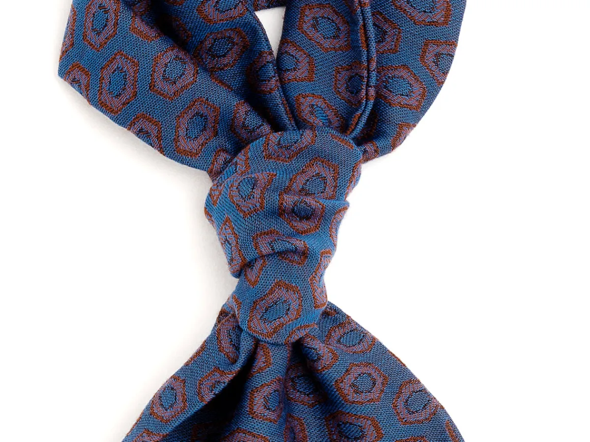 Scarves<Simonnot Godard Silk Wool Ascot Blue
