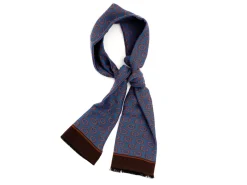 Scarves<Simonnot Godard Silk Wool Ascot Blue