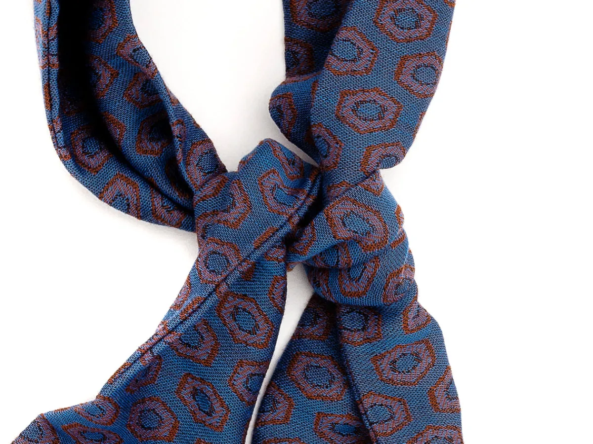 Scarves<Simonnot Godard Silk Wool Ascot Blue