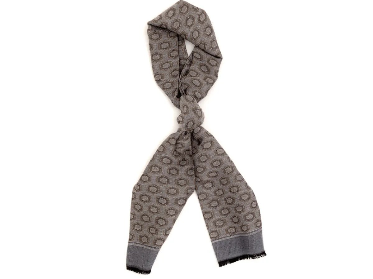 Scarves<Simonnot Godard Silk Wool Ascot Grey