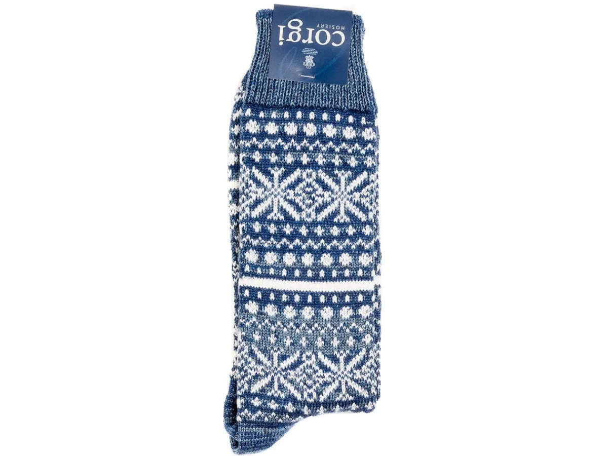 Socks<Corgi Snowflake Woolen Socks Navy