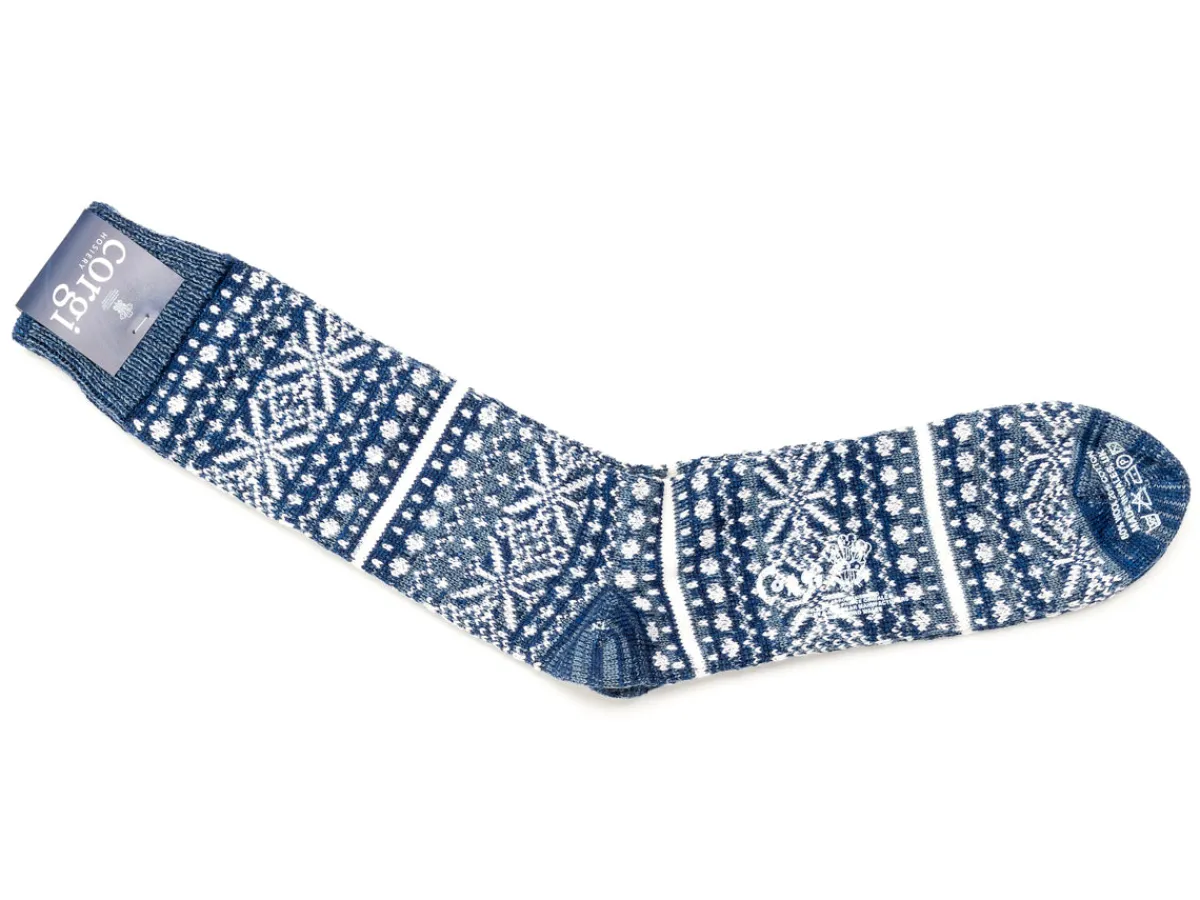 Socks<Corgi Snowflake Woolen Socks Navy