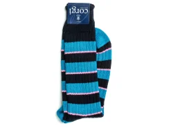 Socks<Corgi Striped Cotton Socks Blue