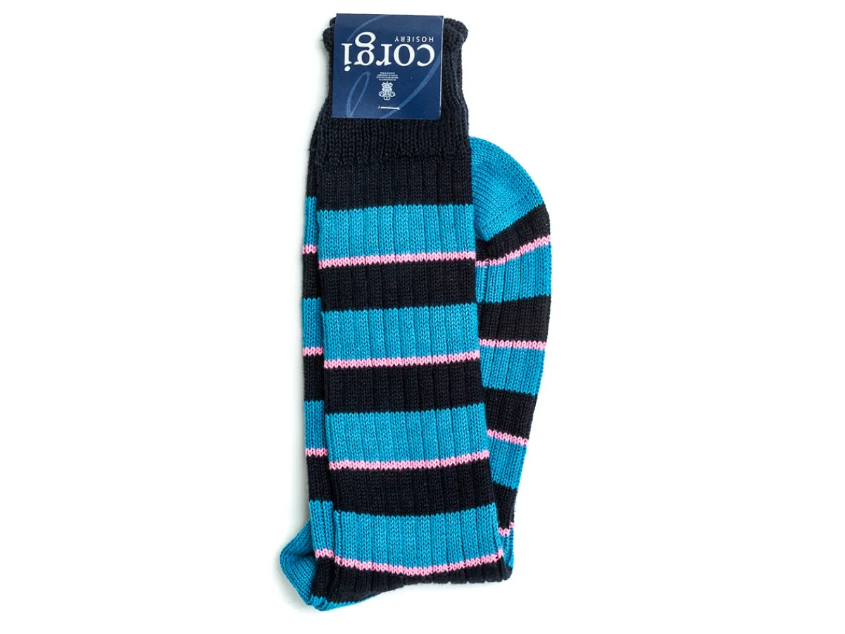 Socks<Corgi Striped Cotton Socks Blue