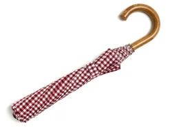 Umbrellas<Fox Umbrellas Telescopic Malacca Handle Wine & White Gingham
