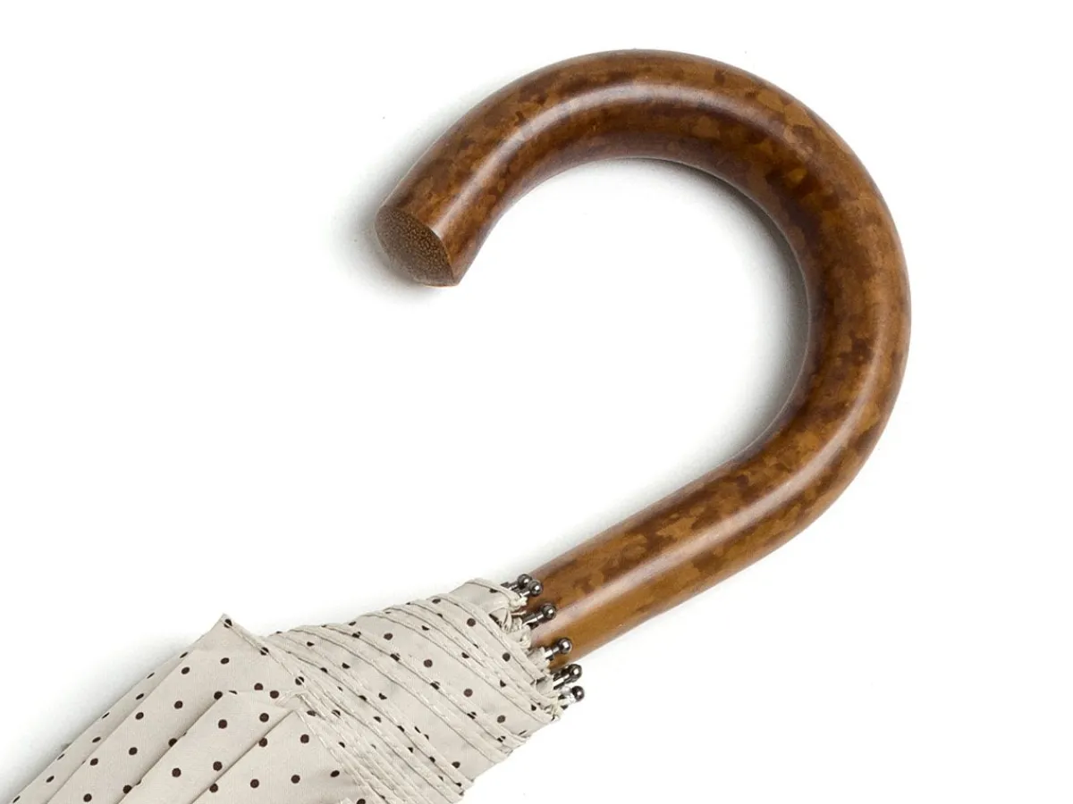 Umbrellas<Fox Umbrellas Telescopic Malacca Handle Ivory & Brown Polka Dot