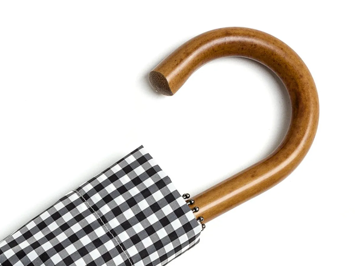 Umbrellas<Fox Umbrellas Telescopic Malacca Handle Black & White Gingham