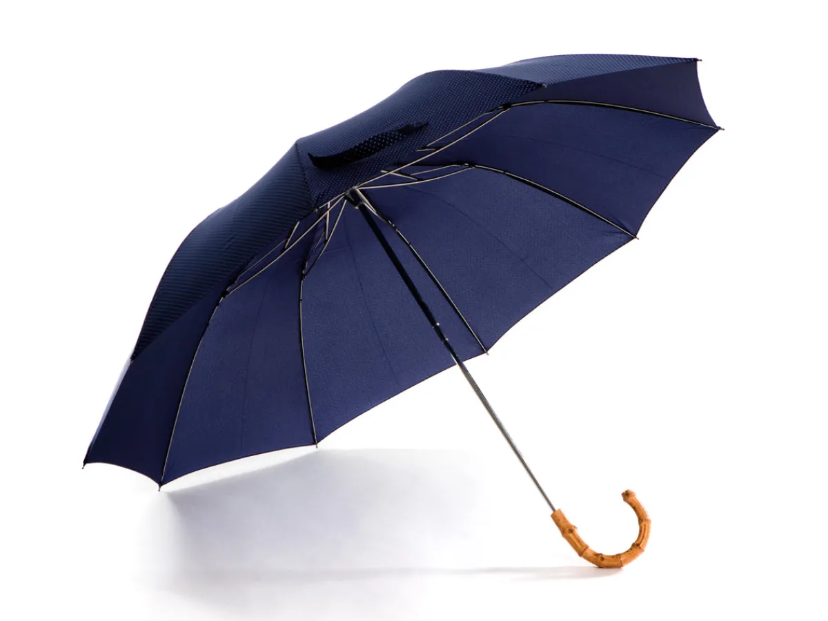 Umbrellas<Fox Umbrellas Telescopic Whangee Handle Navy & White Polka Dot
