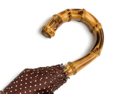 Umbrellas<Fox Umbrellas Telescopic Whangee Handle Brown & White Polka Dot