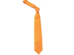 Ties<Rubinacci Unlined Seven Fold Silk Tie Stripe Orange