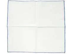 Pocket Squares<Carlo Riva White Linen-Cotton Pochette with Navy Edge