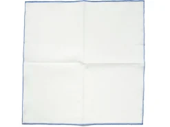 Pocket Squares<Carlo Riva White Linen-Cotton Pochette with Blue Edge