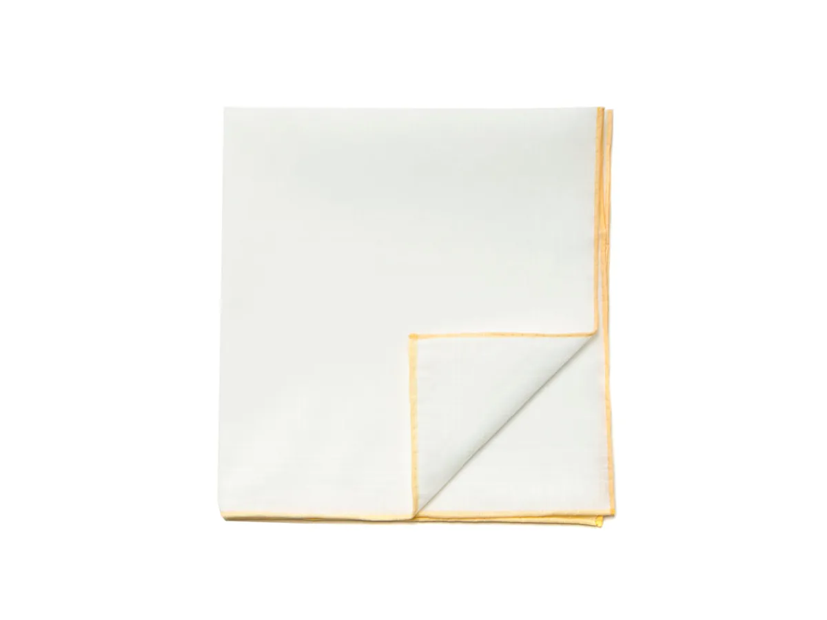 Pocket Squares<Carlo Riva White Linen-Cotton Pochette with Yellow Edge