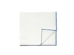 Pocket Squares<Carlo Riva White Linen-Cotton Pochette with Navy Edge
