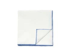 Pocket Squares<Carlo Riva White Linen-Cotton Pochette with Blue Edge