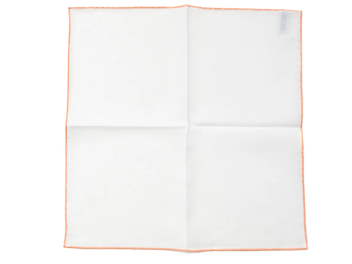 Pocket Squares<Simonnot Godard White Pocket Square with Orange Edge