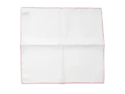 Pocket Squares<Simonnot Godard White Pocket Square with Pink Edge