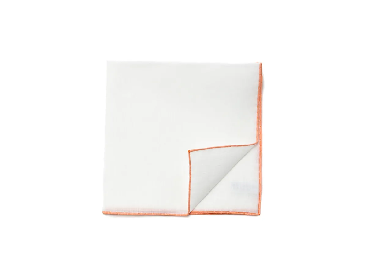 Pocket Squares<Simonnot Godard White Pocket Square with Orange Edge